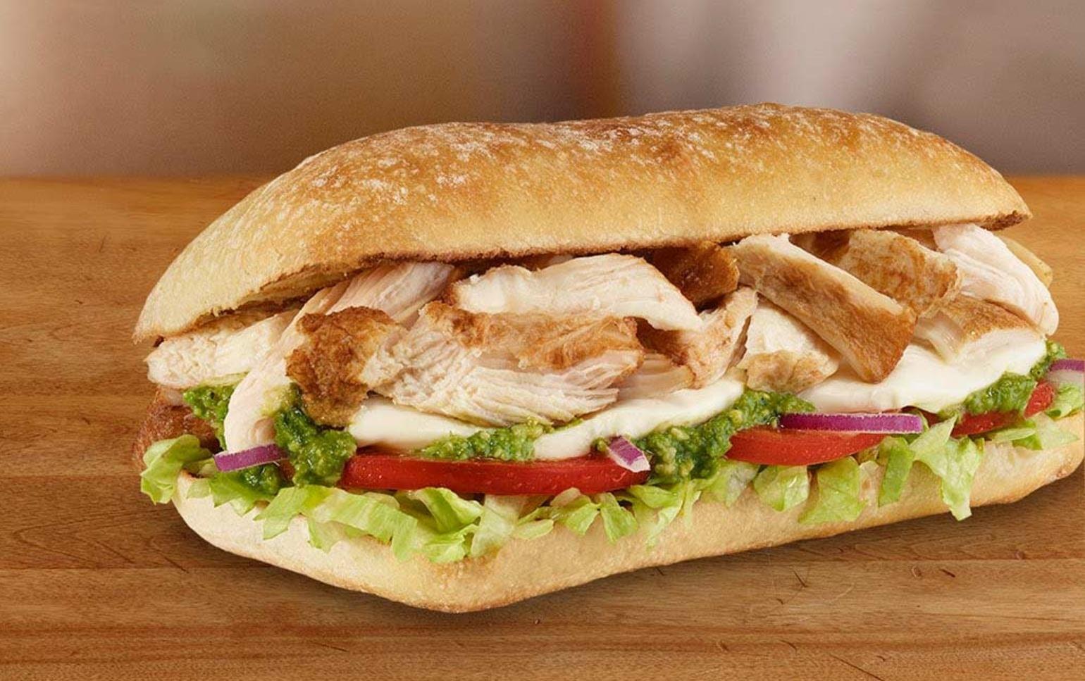 Subway italian ciabatta sandwich with fresh mozarellas contain between 690 ...