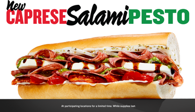 Jimmy Johns Caprese Salami Pesto on Giant French Bread Nutrition Facts