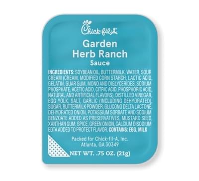 Chick-fil-A Garden Herb Ranch Sauce Nutrition Facts